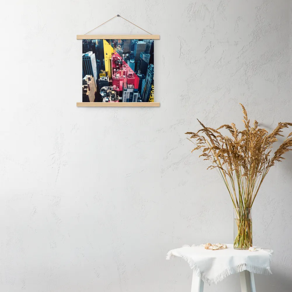 Dynamic Urban Symphony | Poster With Oak Wood Hanger | 14″×14″