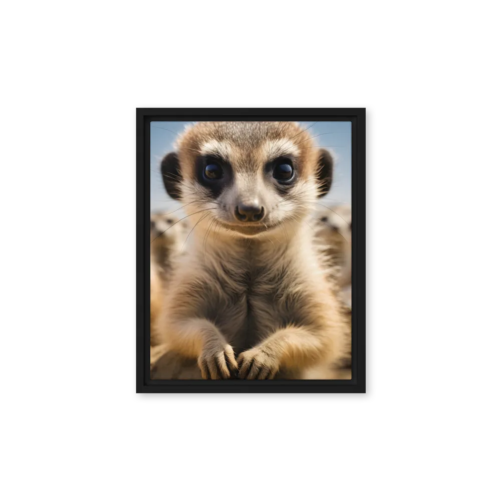 Curious Stance: The Meerkat's Gaze | Canvas with Black Frame | 11″×14″