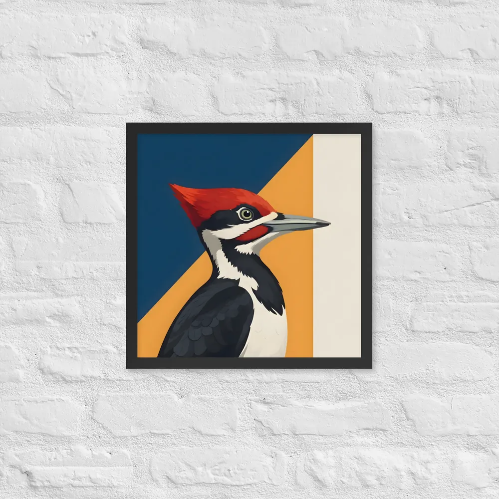 Red‑crested Woodpecker Study 
 Poster with Black Frame | 16″x 16″