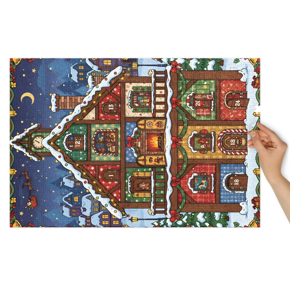Festive Advent Calendar House 
 Jigsaw Puzzle in Tin Box