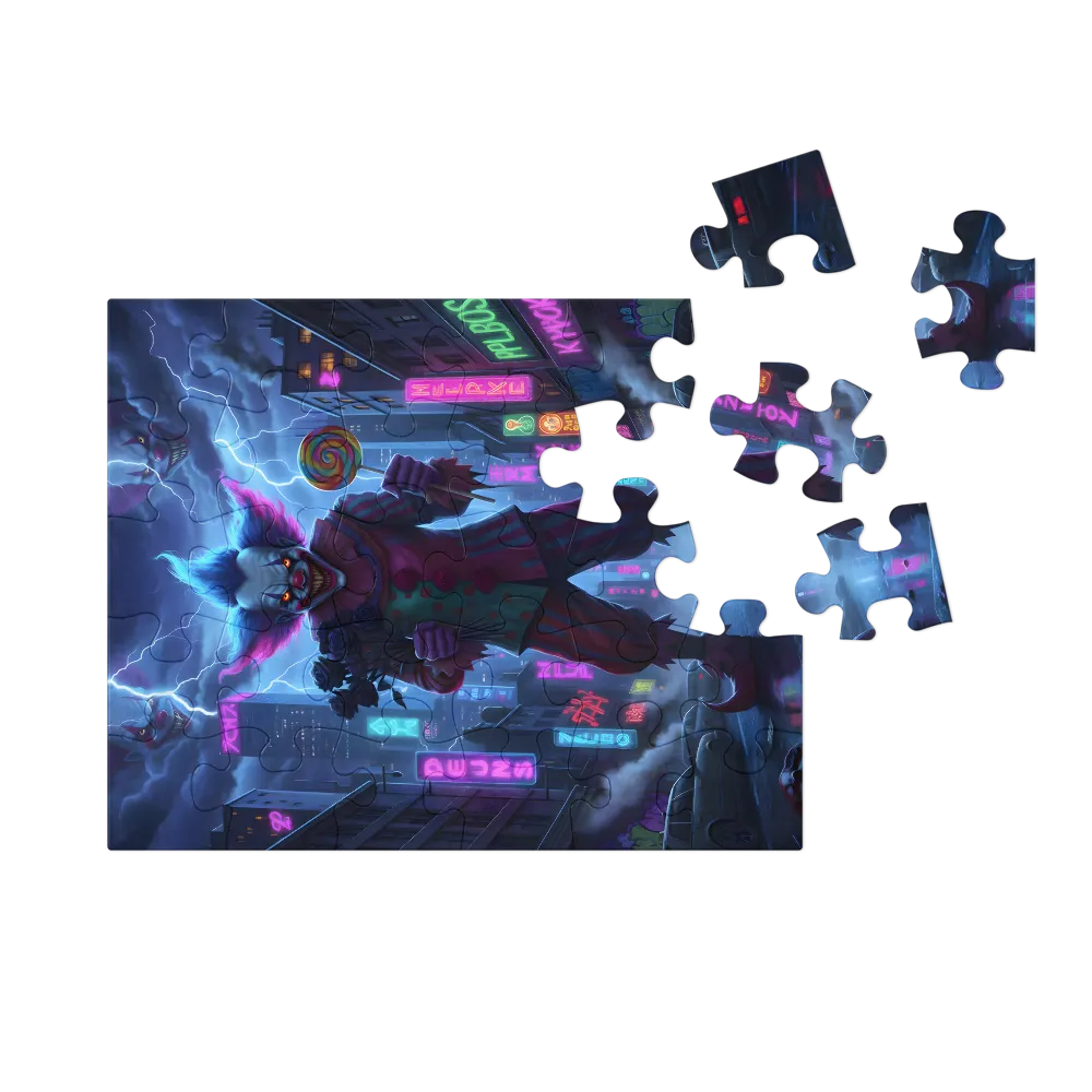 Midnight Neon Clown 
 Jigsaw Puzzle in Tin Box