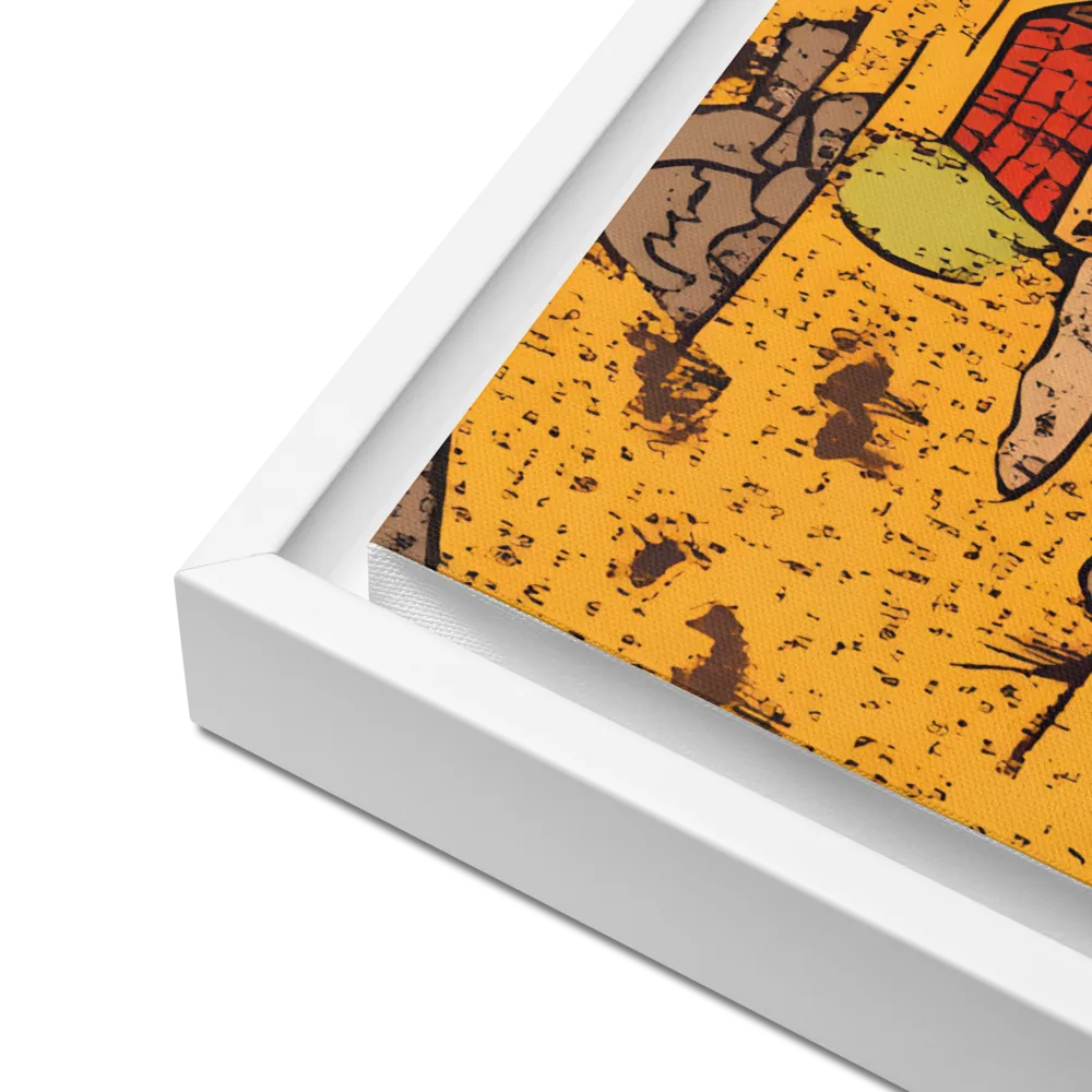 Whimsical Village Landscape | Canvas with White Frame | 18″×24″