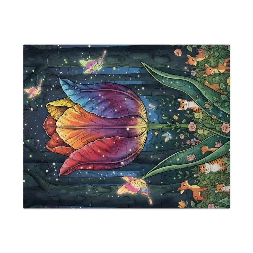 Enchanted Night Tulip 
 Jigsaw Puzzle in Tin Box