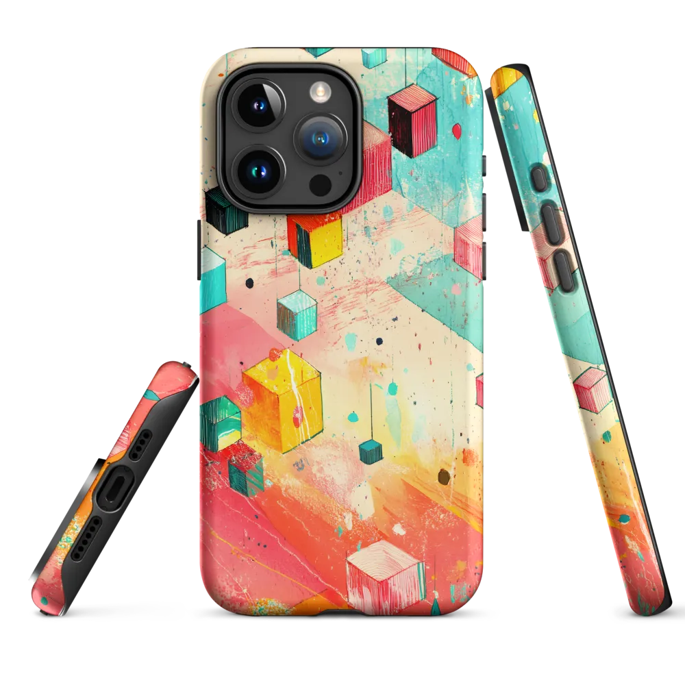 Suspended Cubes in Colorful Abstraction | Phone Case |  15 Pro Max | Tough Case | Matte