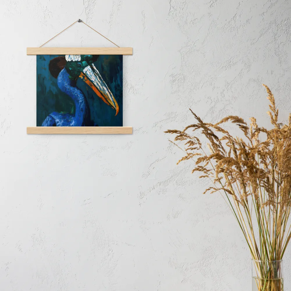 Majestic Absurdity: The Hat-Wearing Bird | Poster With Oak Wood Hanger | 10″×10″