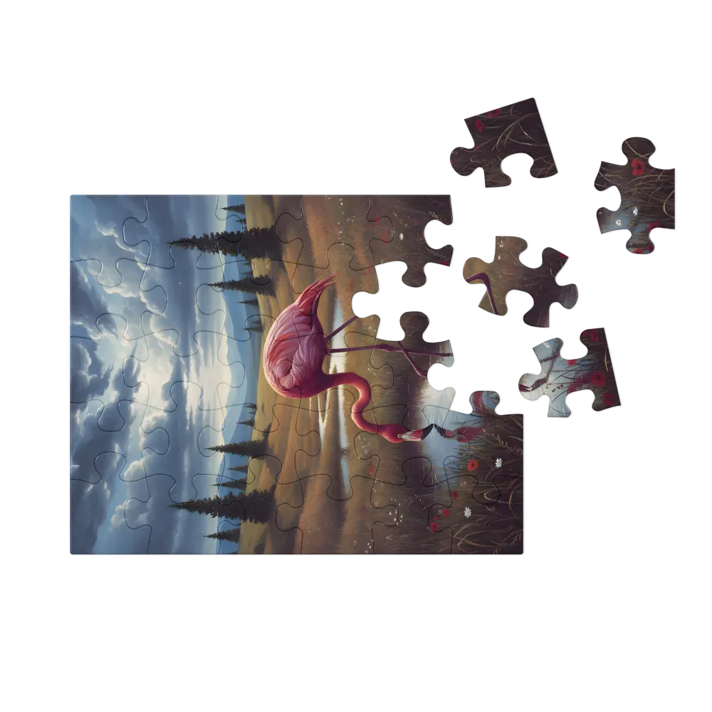 Twilight Flamingo 
 Jigsaw Puzzle in Tin Box