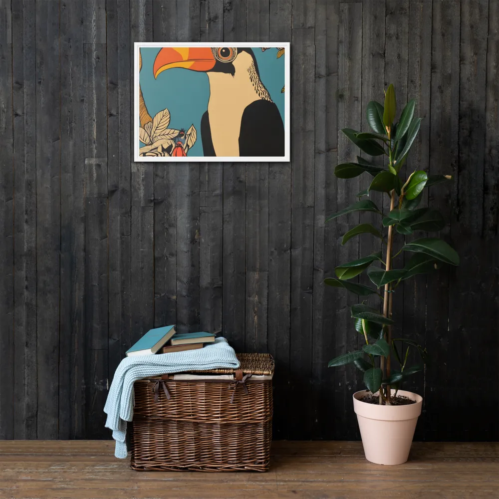 Tropical Majesty: The Toucan at Rest | Canvas with White Frame | 18″×24″