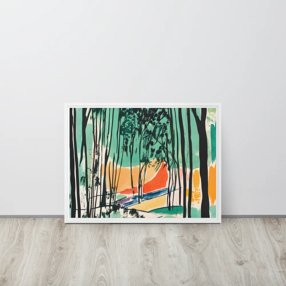 Winding Path Through the Forest | Canvas with White Frame | 18″×24″