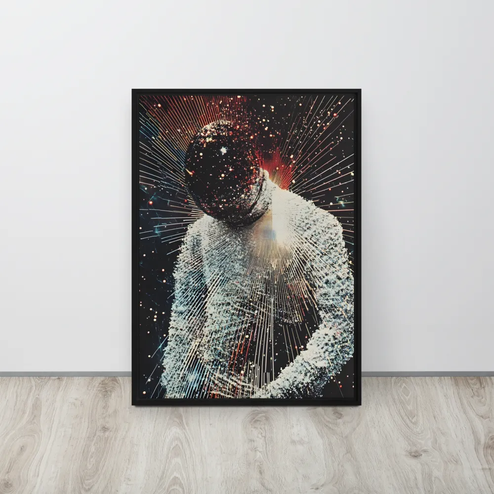 Ethereal Astronaut: A Journey Through the Cosmos | Canvas with Black Frame | 20″×28″