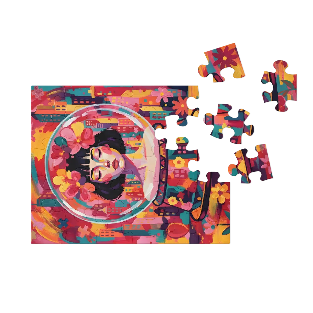 Blooming Globe Portrait 
 Jigsaw Puzzle in Tin Box