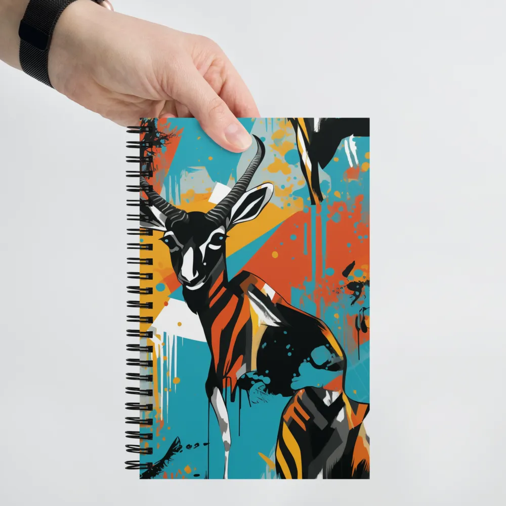 Dynamic Antelope in Vivid Abstract | Spiral Notebook