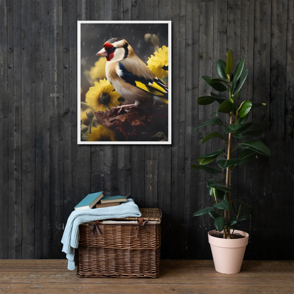 Harmony in Nature: A Goldfinch Amidst Blooms