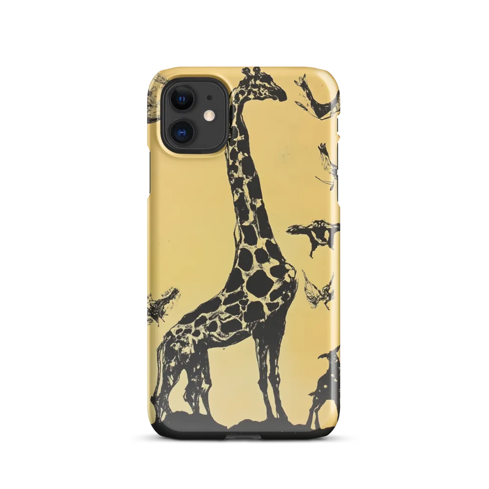 Whimsical Harmony of Giraffe and Birds