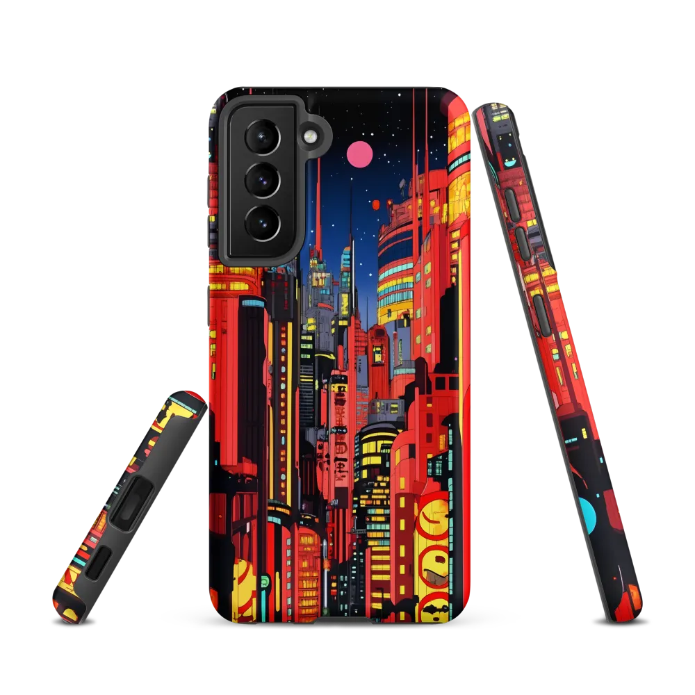 Neon Dreams: A Cyberpunk Cityscape | Phone Case |  S21 | Tough Case | Matte