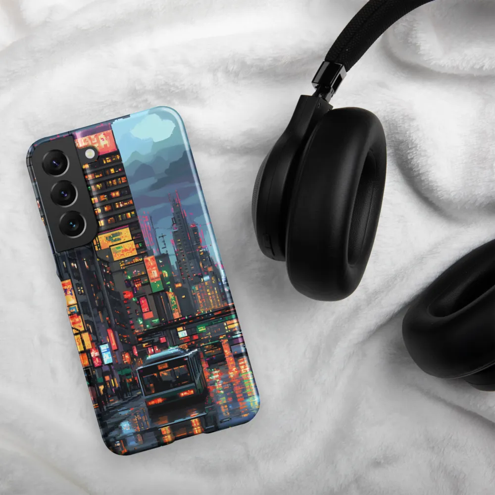 Neon Dreams: A Pixelated Urban Night | Phone Case |  S22 | Snap Case | Matte