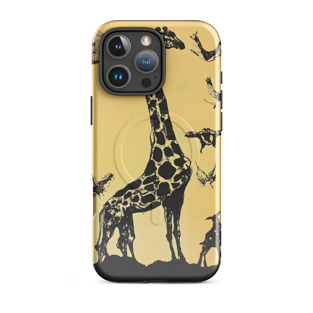 Whimsical Harmony of Giraffe and Birds