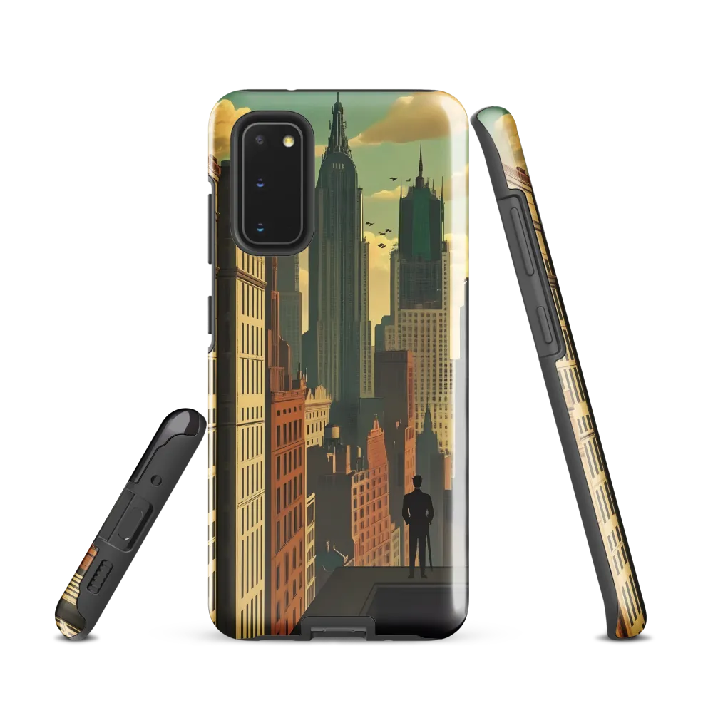 Urban Dreams: A Silhouette in Art Deco Cityscape