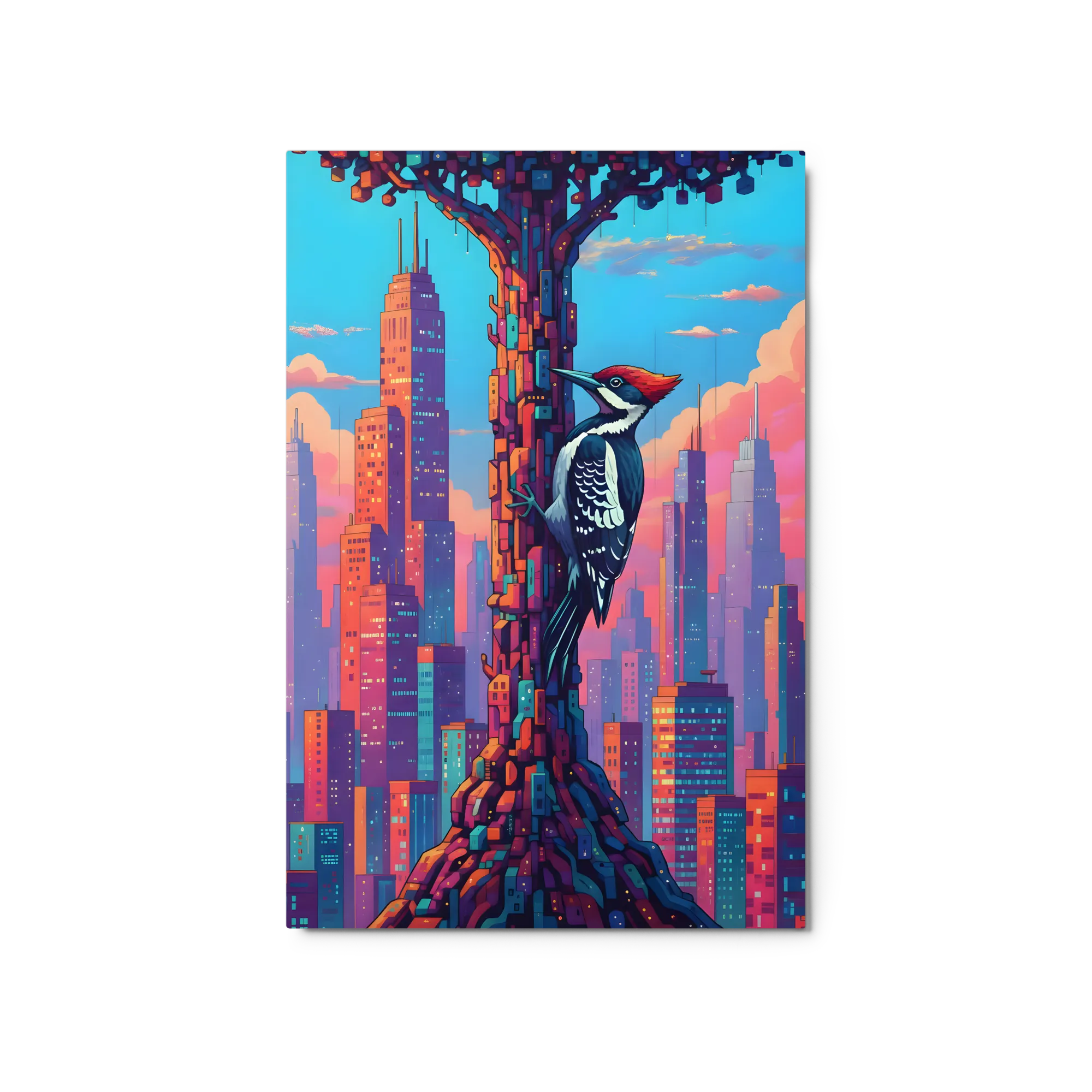 Urban Woodpecker 
 Metal Print | 20″x 30″
