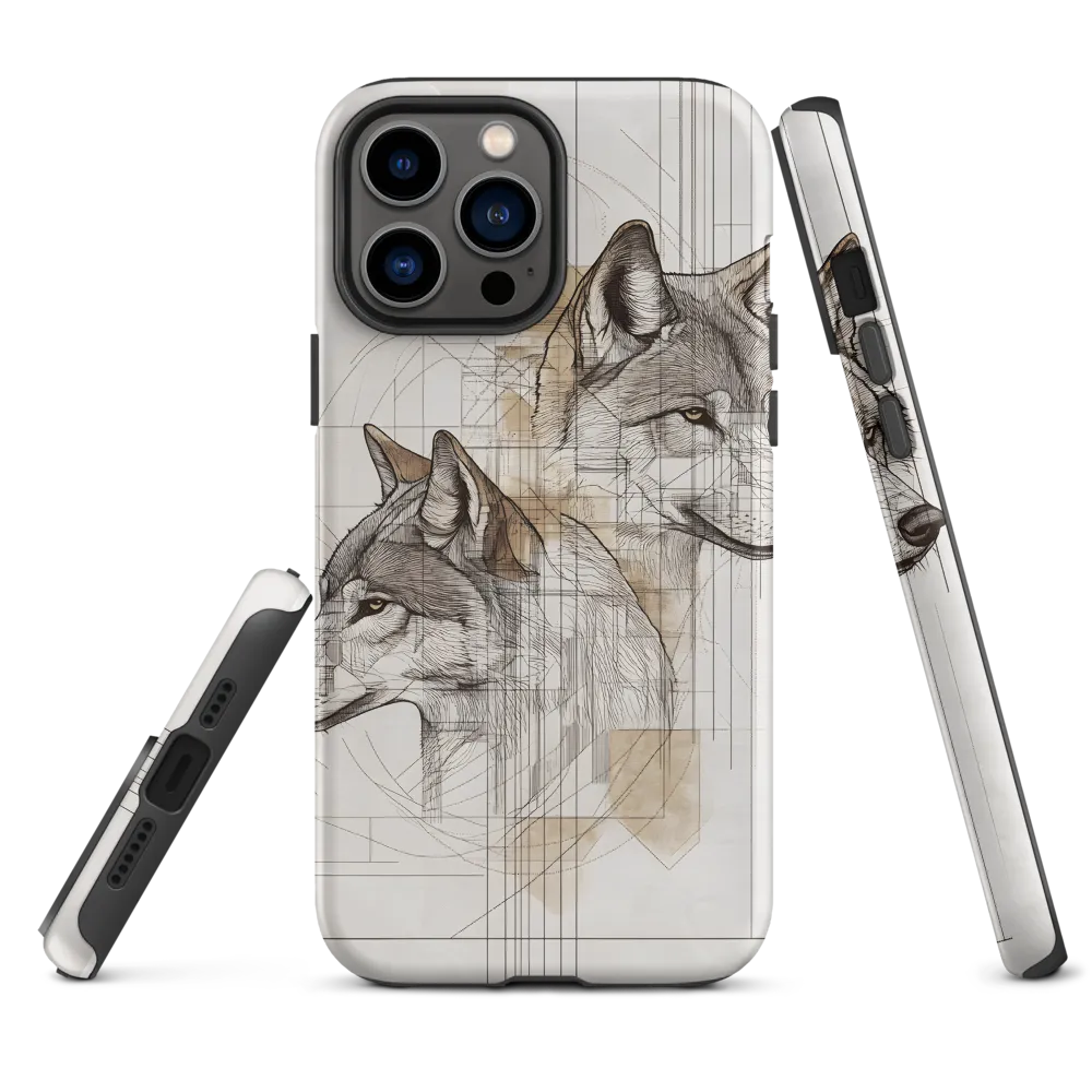 Geometric Harmony: The Essence of Wolves | Phone Case |  13 Pro Max | Tough Case | Matte