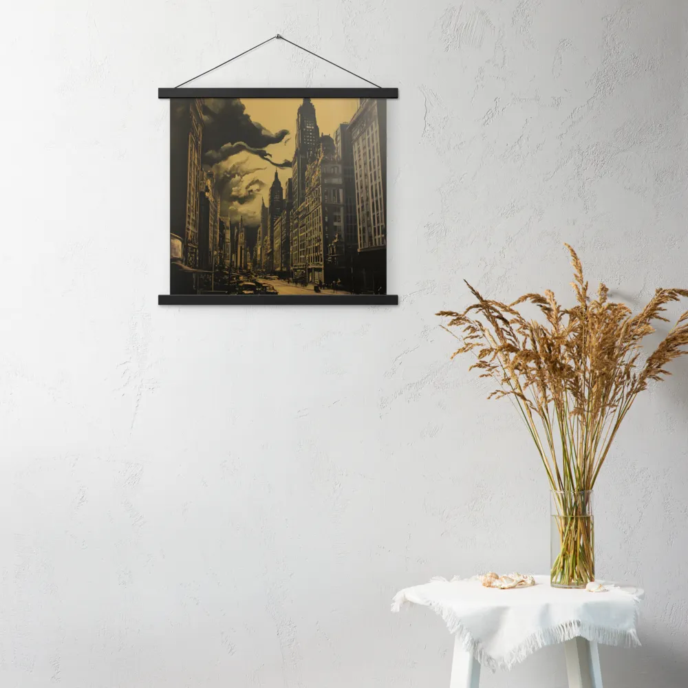 Echoes of a Forgotten Skyline | Poster With Black Wood Hanger | 18″×18″