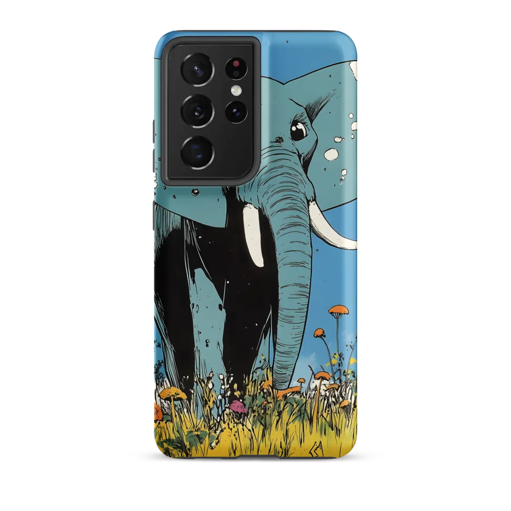 Whimsical Blue Elephant in Bloom