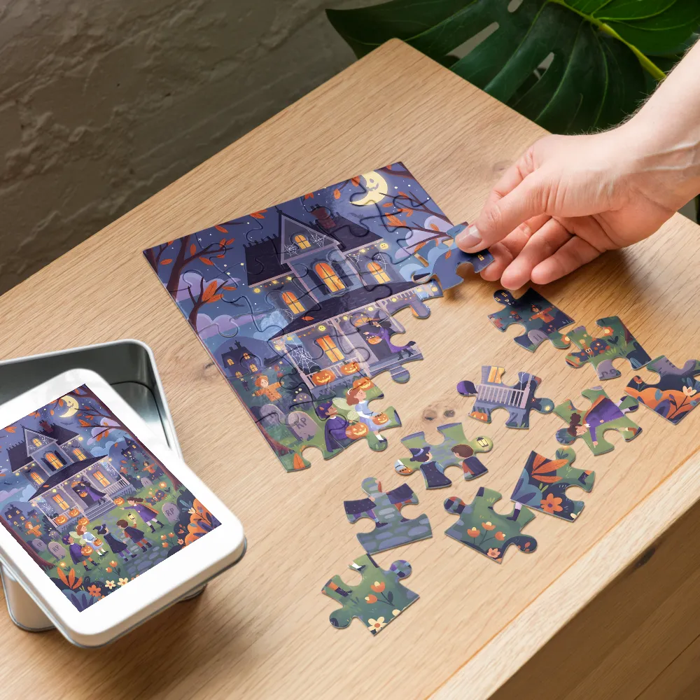 Moonlit Trick-or-Treat 
 Jigsaw Puzzle in Tin Box