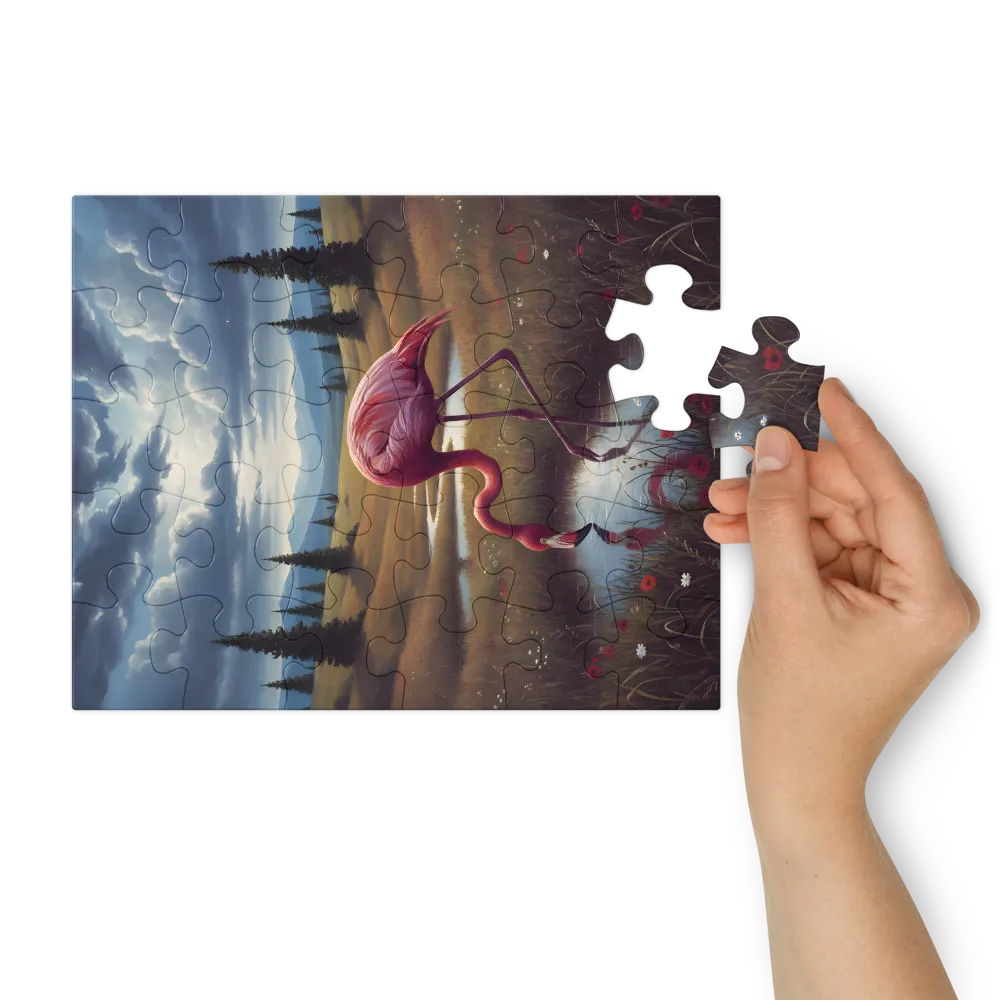 Twilight Flamingo 
 Jigsaw Puzzle in Tin Box