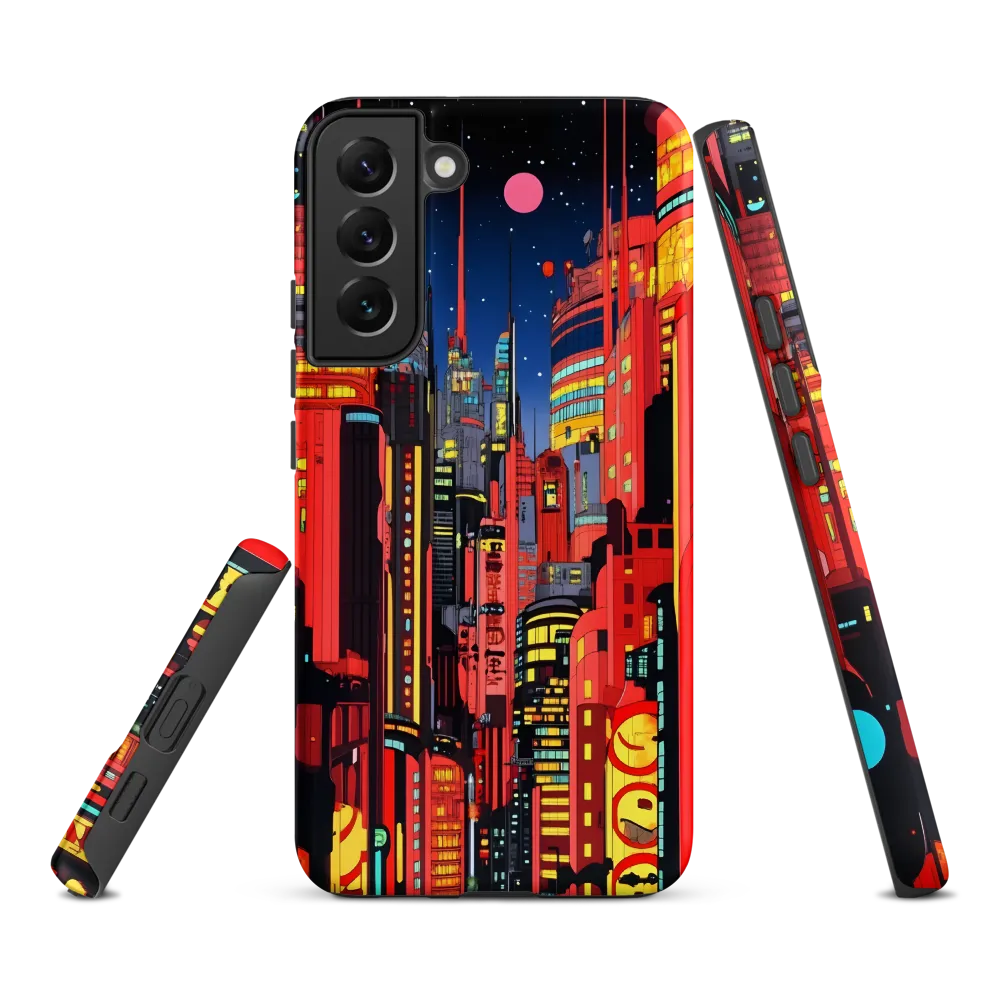Neon Dreams: A Cyberpunk Cityscape | Phone Case |  S22 Plus | Tough Case | Matte
