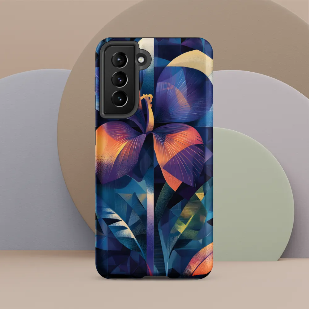 Iridescent Orchid in Geometric Night
