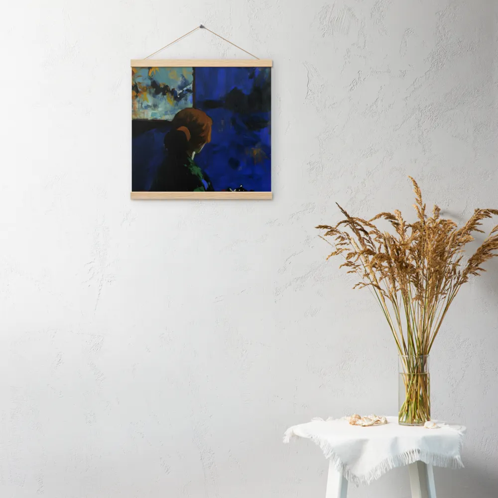Contemplation Under the Night Sky | Poster With Oak Wood Hanger | 16″×16″