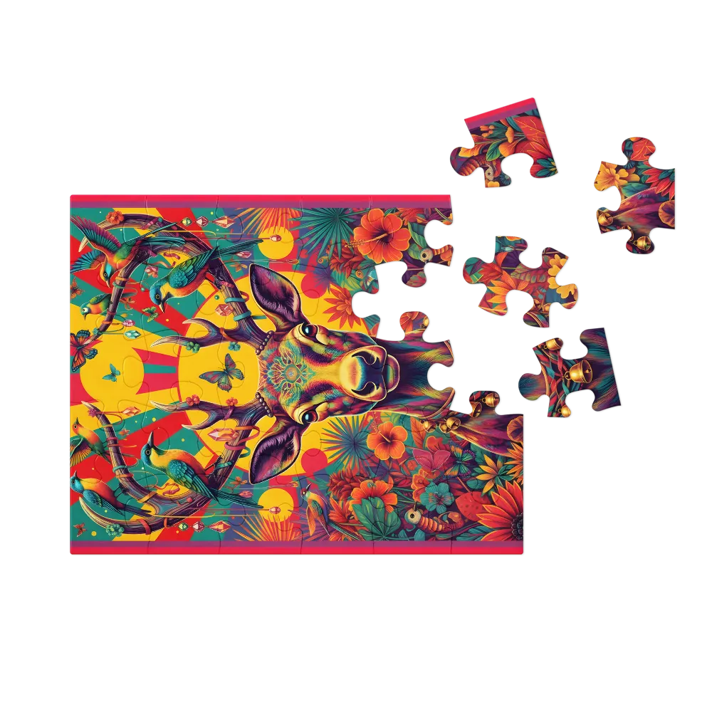 Psychedelic Stag 
 Jigsaw Puzzle in Tin Box