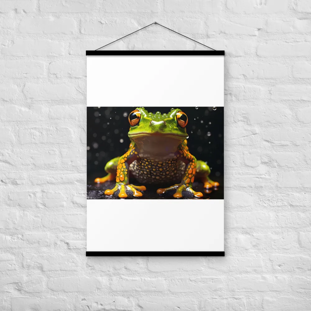Emerald Elegance: The Frog in Focus | Poster With Black Wood Hanger | 24″×36″