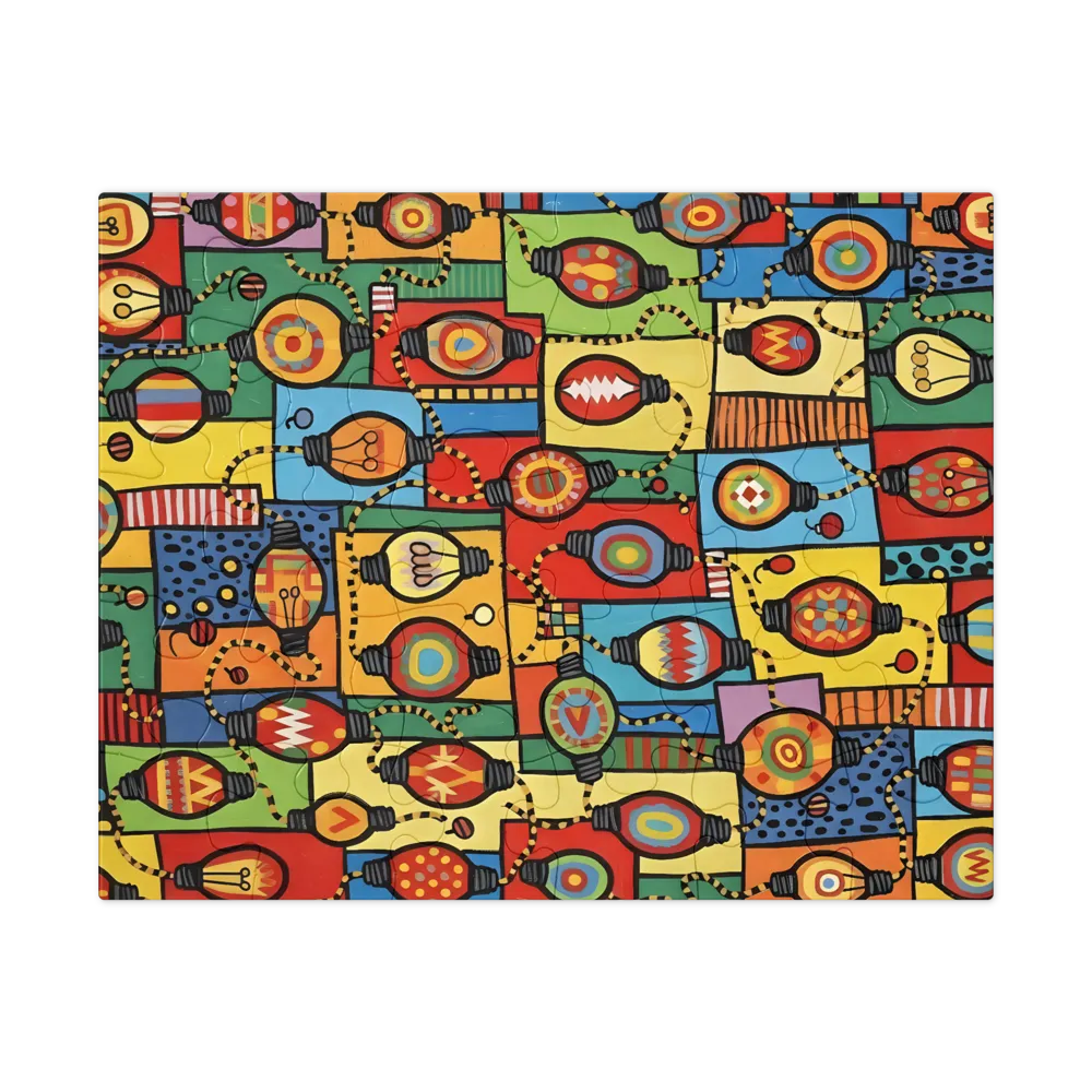 Patchwork Lightbulbs 
 Jigsaw Puzzle in Tin Box