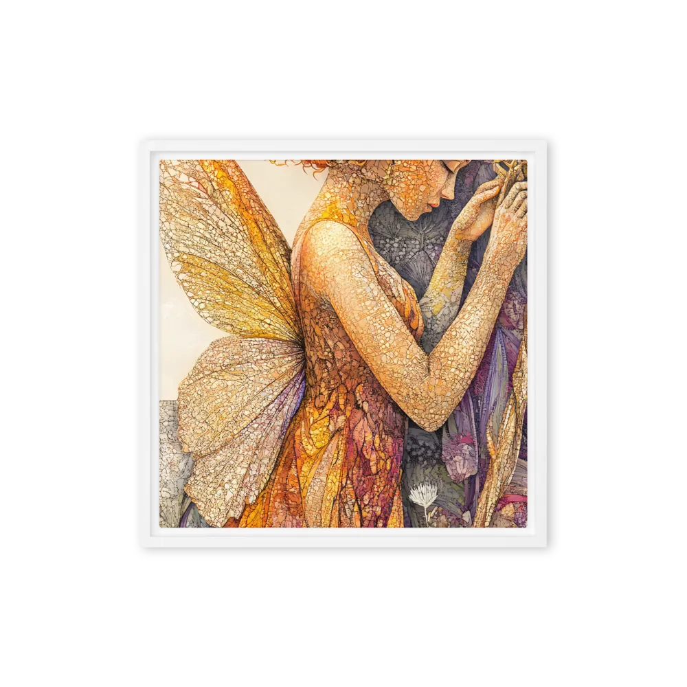 Whispers of the Frosted Meadow | Canvas with White Frame | 16″×16″