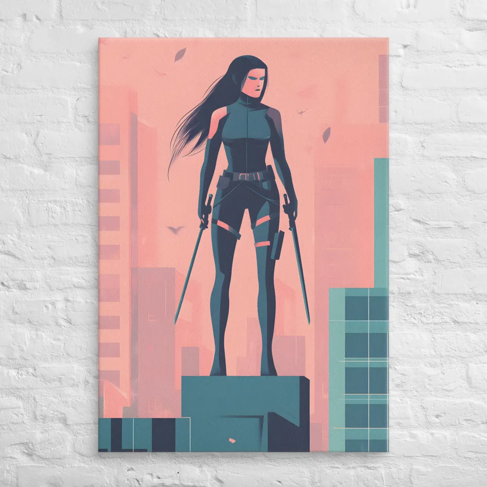 Urban Sentinel: A Warrior's Stand | Canvas | 28″×40″