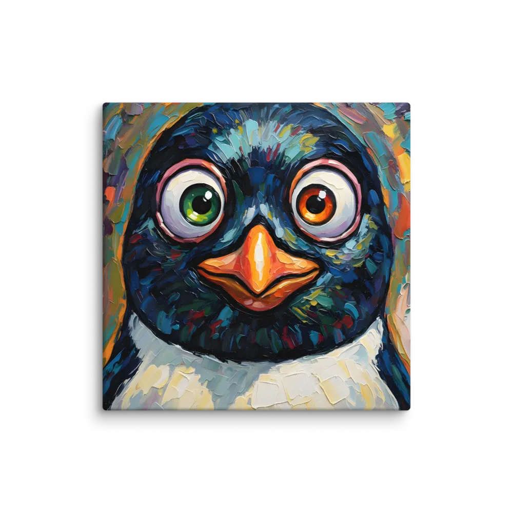 Wide‑Eyed Penguin 
 Canvas | 18″x 18″