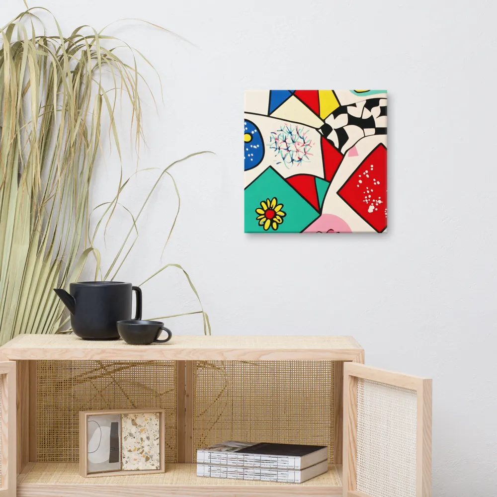 Joyful Geometry: A Playful Dance of Shapes and Colors | Canvas | 16″×16″