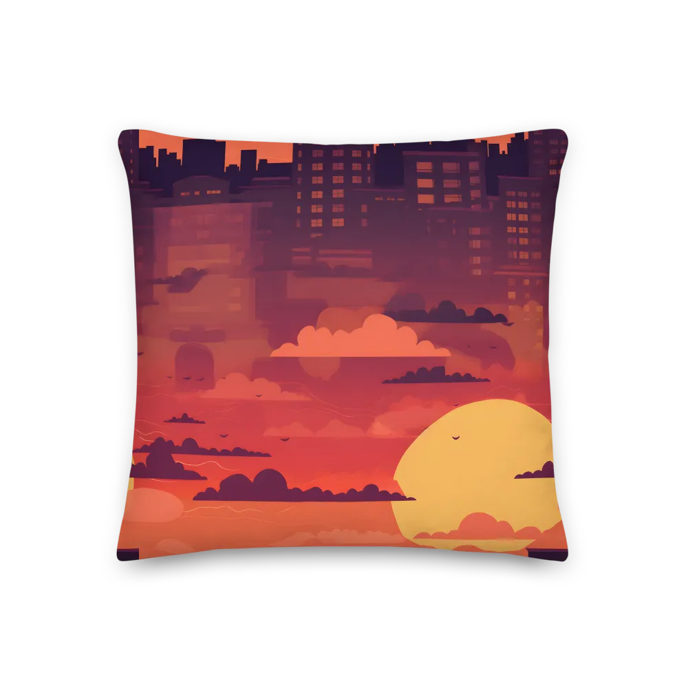 Serene Sunset Cityscape | Pillow | 18″×18″