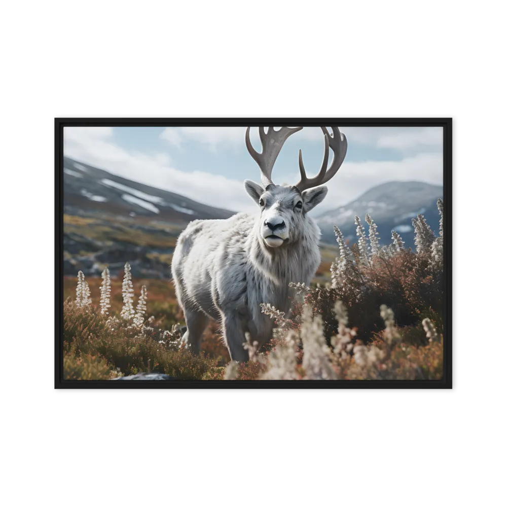 Majestic Harmony: The Reindeer in Nature | Canvas with Black Frame | 20″×30″