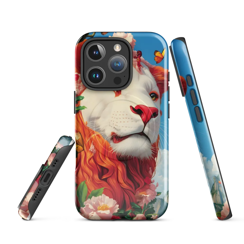 Majestic Lion Amidst Floral Splendor
