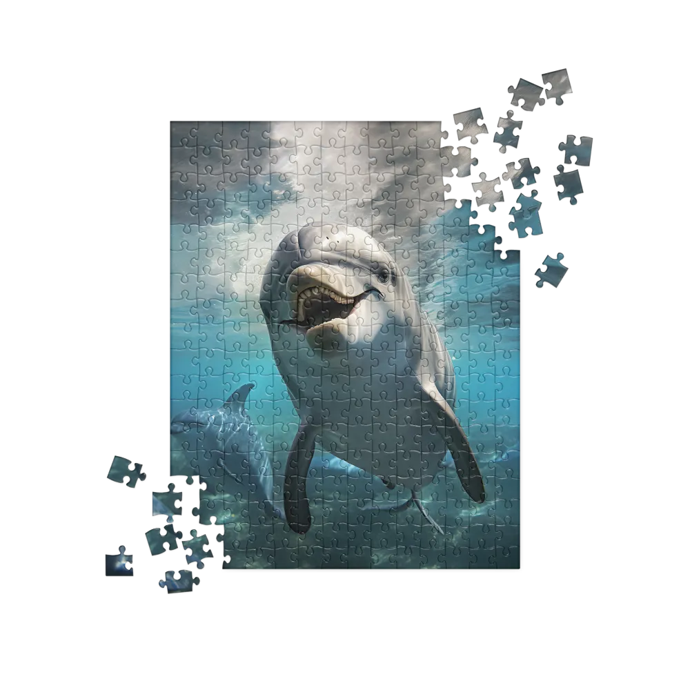 Beneath the Waves: A Dolphin's Dance | Jigsaw Puzzle | 252/520 pieces