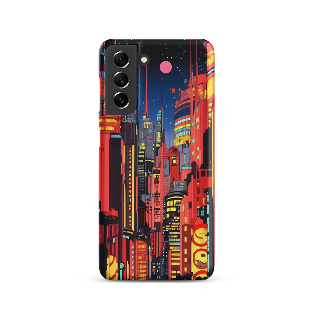 Neon Dreams: A Cyberpunk Cityscape | Phone Case |  S21 | Snap Case | Matte