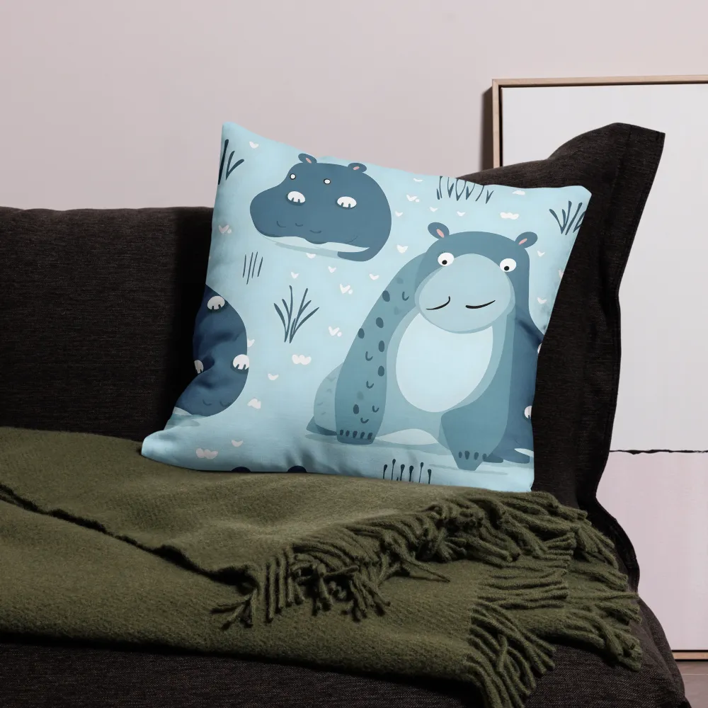 Whimsical Hippo Delight | Pillow & Pillow Case | Multiple Sizes