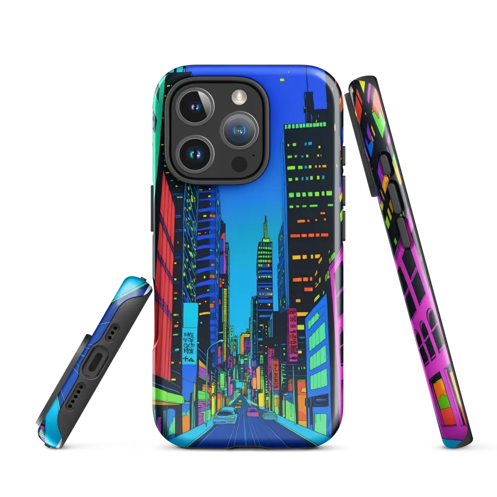 Neon Dreamscape: A Futuristic City at Dusk | Phone Case |  16 Pro | Tough Case | Glossy
