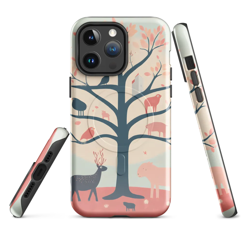 Whimsical Tree with Playful Creatures | Phone Case |  14 Pro Max | MagSafe® Tough Case | Glossy
