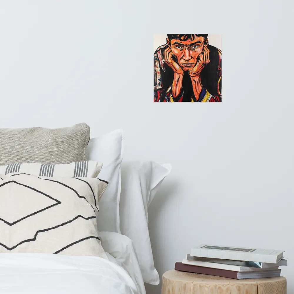 Contemplative Intensity: An Expressionist Portrait | Poster | 12″×12″