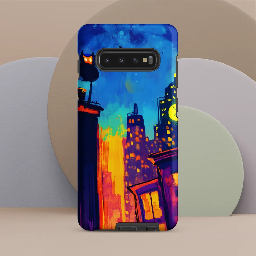 Midnight Clock over Neon Rooftops