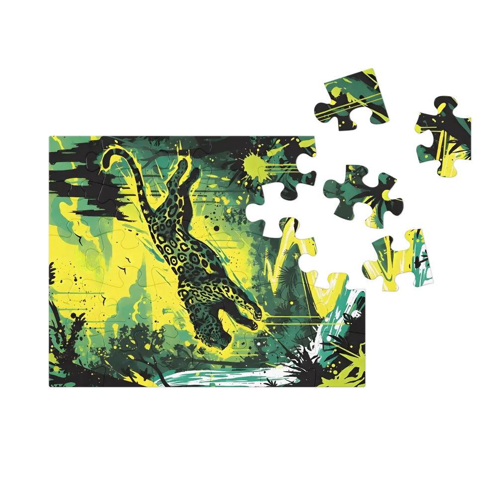 Leaping Jaguar 
 Jigsaw Puzzle in Tin Box