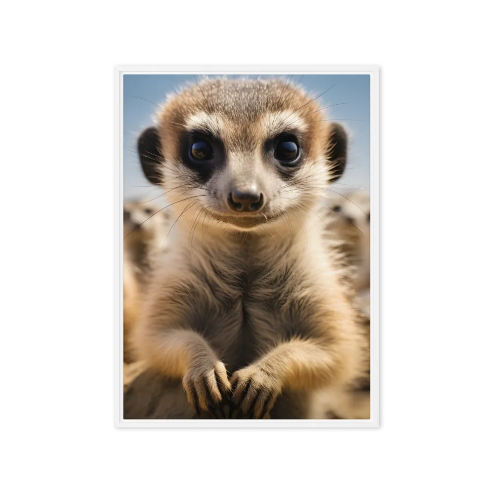 Curious Stance: The Meerkat's Gaze | Canvas with White Frame | 20″×28″