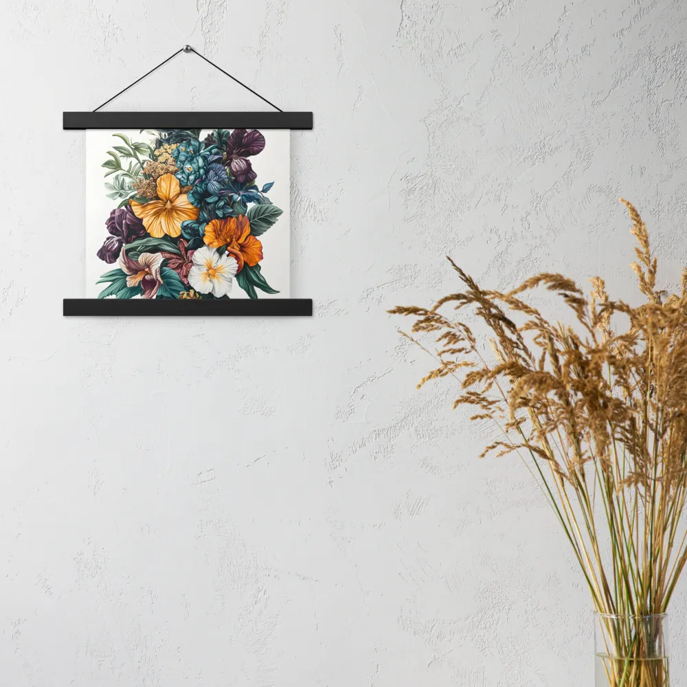 Floral Symphony | Poster With Black Wood Hanger | 10″×10″